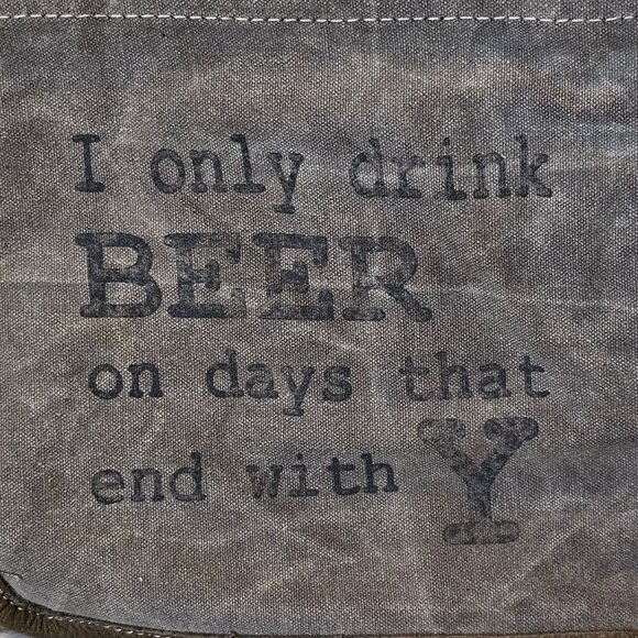 Beer Carrier Cooler Faux Leather Distressed Gift For Man Party 6 Pack Canvas - Picture 3 of 9